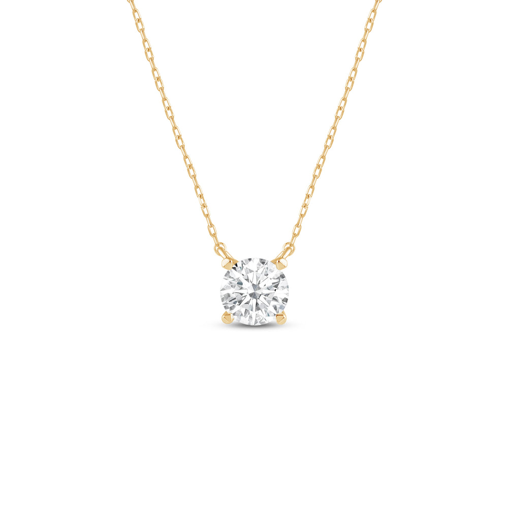 4 Prong Basket Round Lab Created Diamond Solitaire Necklace with 14KT Yellow Gold / Lab / 1 Cut Diamond in 14KT Yellow Gold / Lab / 1 view 1
