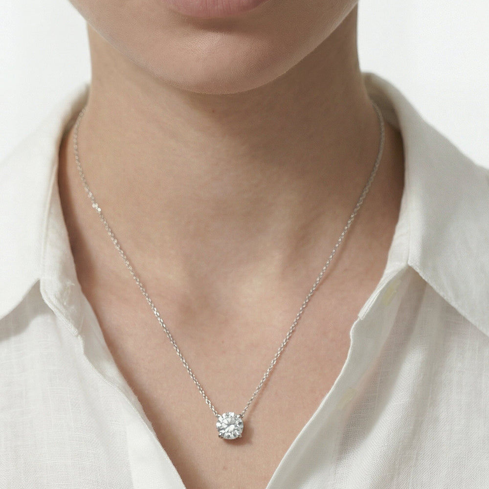 4 Prong Basket Round Lab Created Diamond Solitaire Necklace with 14KT Yellow Gold / Lab / 1 Cut Diamond in 14KT Yellow Gold / Lab / 1 view 2
