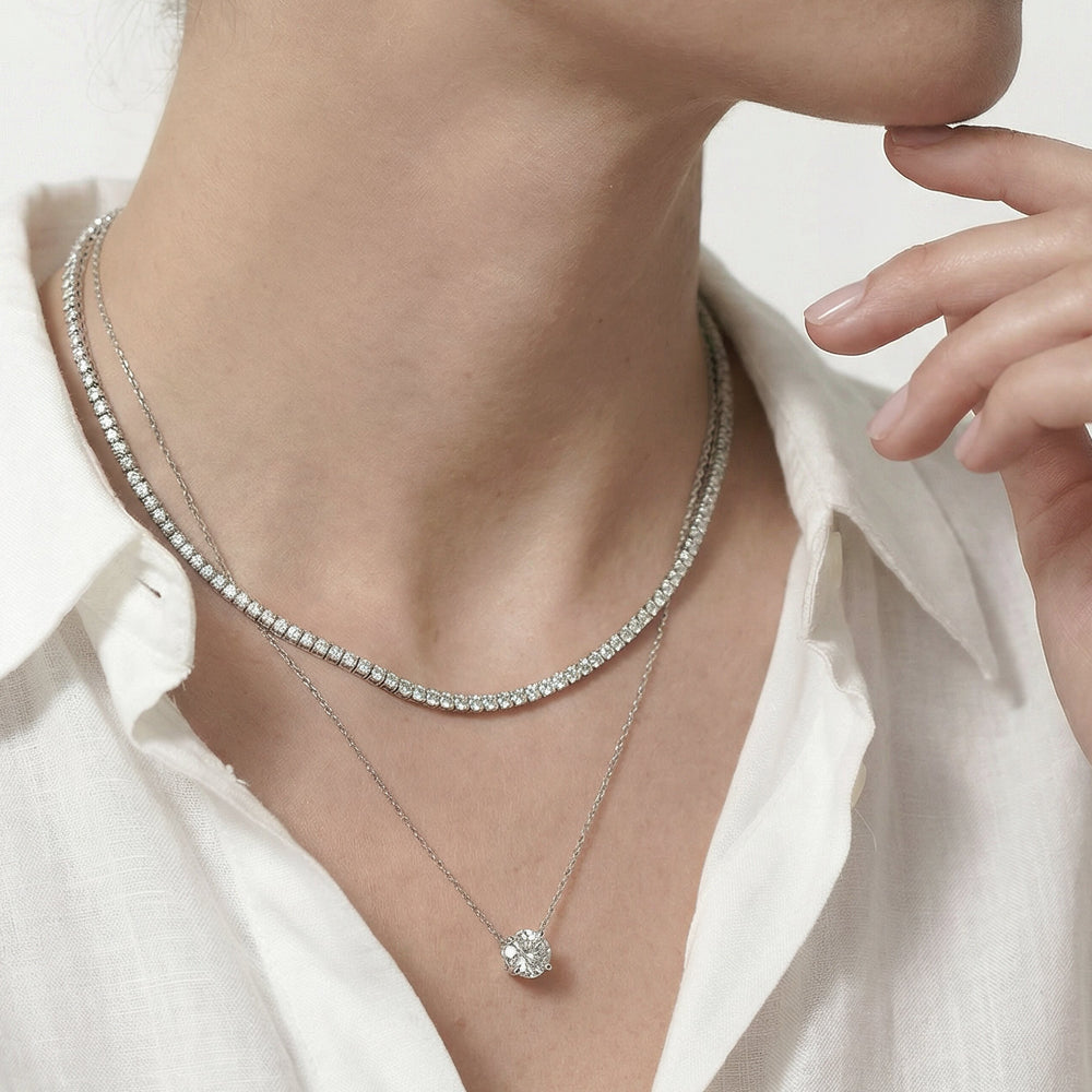 4 Prong Basket Round Lab Created Diamond Solitaire Necklace with 14KT Rose Gold / Lab / 1 Cut Diamond in 14KT Rose Gold / Lab / 1 view 3
