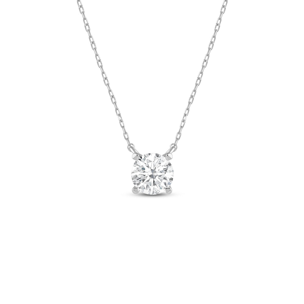 4 Prong Basket Round Lab Created Diamond Solitaire Necklace with 14KT White Gold / Lab / 1 1/2 Cut Diamond in 14KT White Gold / Lab / 1 1/2 view 1

