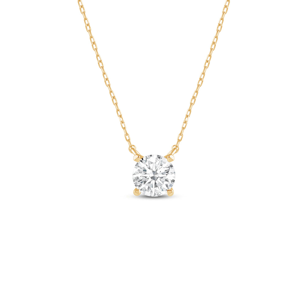 4 Prong Basket Round Lab Created Diamond Solitaire Necklace with 14KT Yellow Gold / Lab / 1 1/2 Cut Diamond in 14KT Yellow Gold / Lab / 1 1/2 view 1
