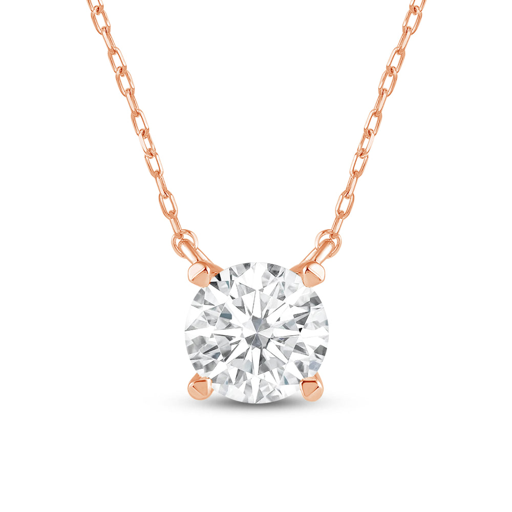 4 Prong Basket Round Lab Created Diamond Solitaire Necklace with 14KT Rose Gold / Lab / 2 Cut Diamond in 14KT Rose Gold / Lab / 2 view 4
