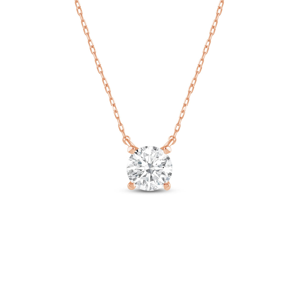 4 Prong Basket Round Lab Created Diamond Solitaire Necklace with 14KT Rose Gold / Lab / 2 Cut Diamond in 14KT Rose Gold / Lab / 2 view 2
