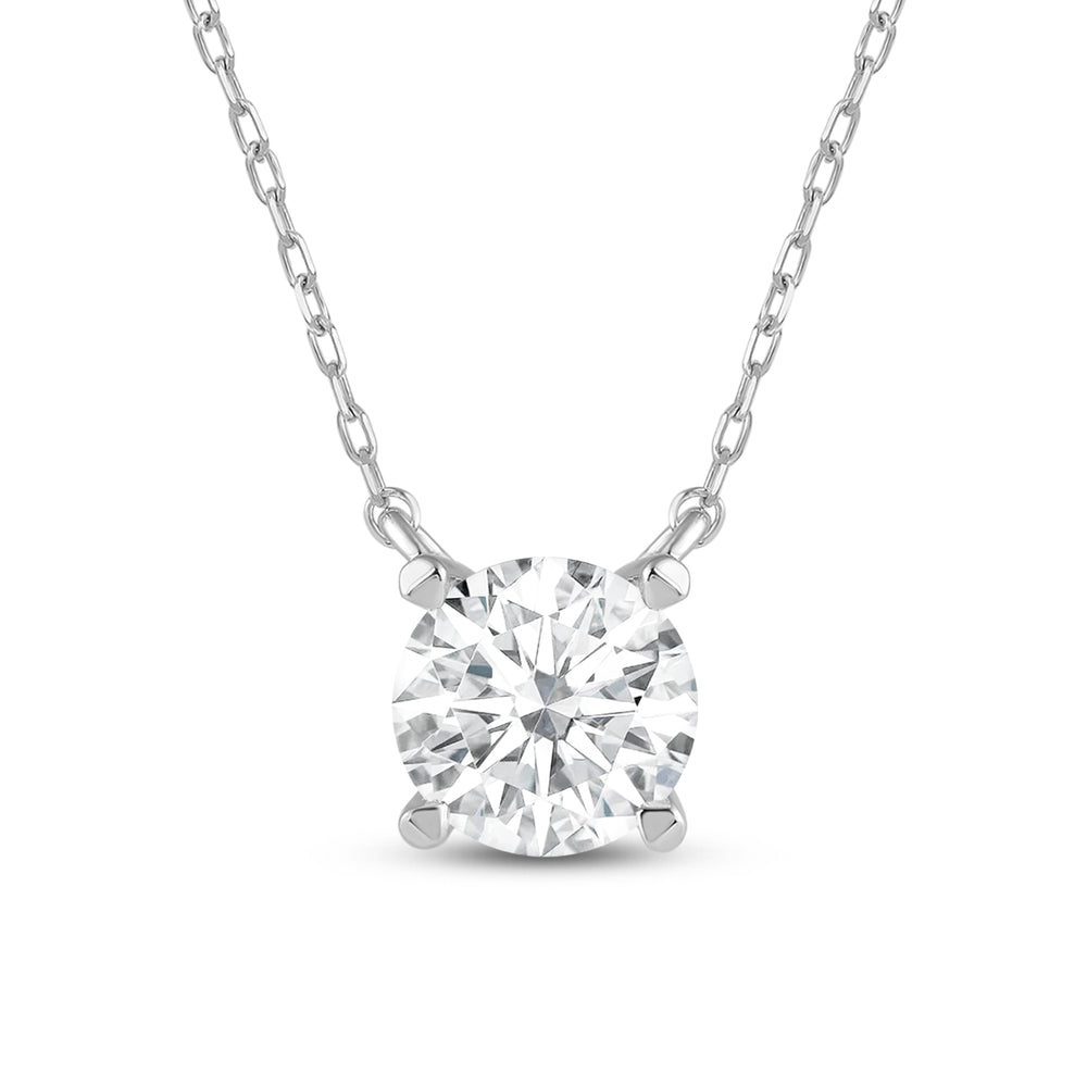 4 Prong Basket Round Lab Created Diamond Solitaire Necklace with 14KT White Gold / Lab / 2 Cut Diamond in 14KT White Gold / Lab / 2 view 4
