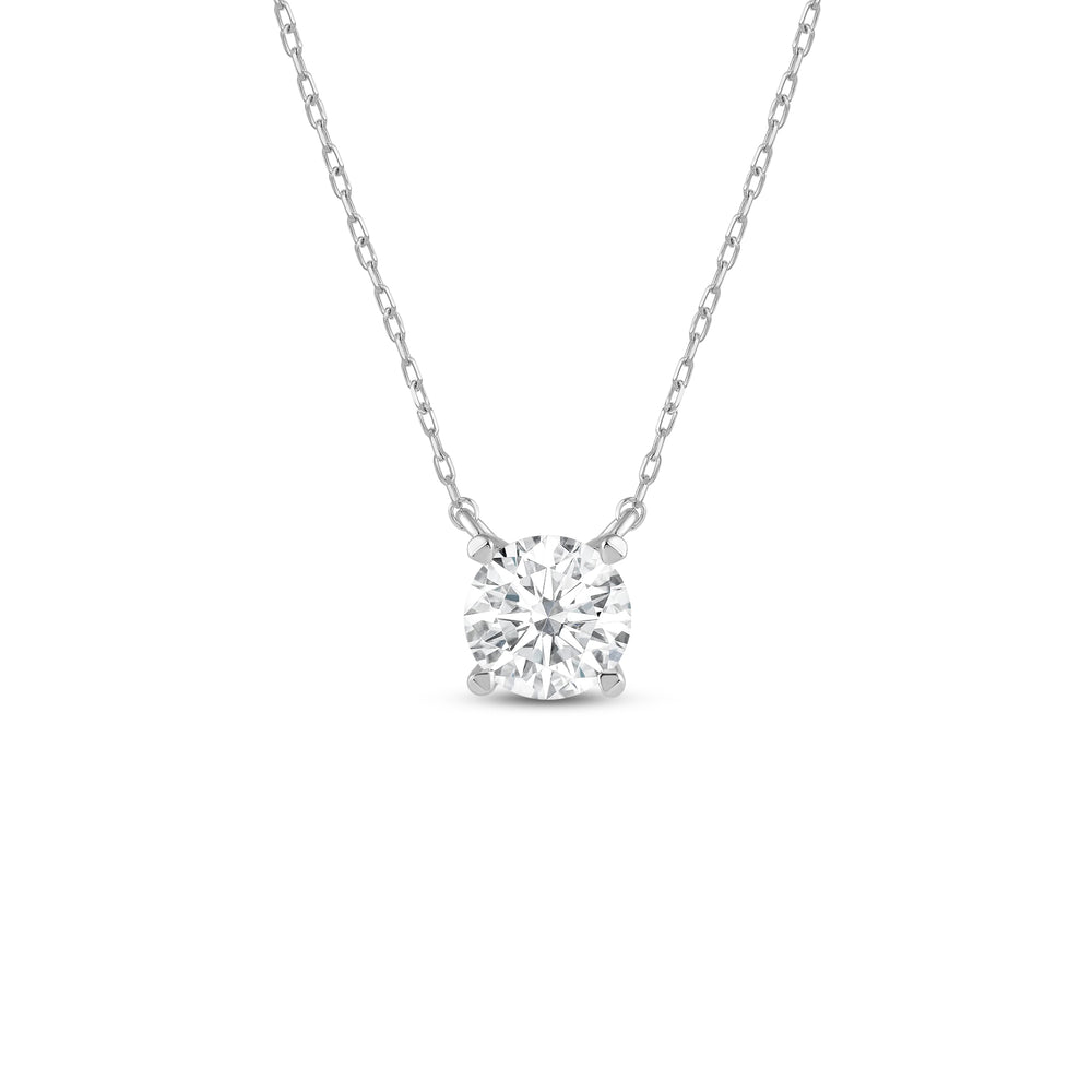 4 Prong Basket Round Lab Created Diamond Solitaire Necklace with 14KT White Gold / Lab / 2 Cut Diamond in 14KT White Gold / Lab / 2 view 2
