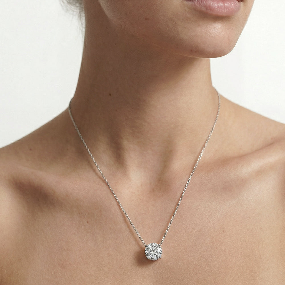 4 Prong Basket Round Lab Created Diamond Solitaire Necklace with 14KT Yellow Gold / Lab / 2 Cut Diamond in 14KT Yellow Gold / Lab / 2 view 3
