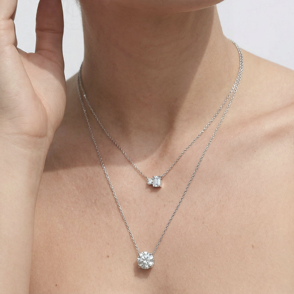 4 Prong Basket Round Lab Created Diamond Solitaire Necklace with 14KT Rose Gold / Lab / 2 Cut Diamond in 14KT Rose Gold / Lab / 2 view 4
