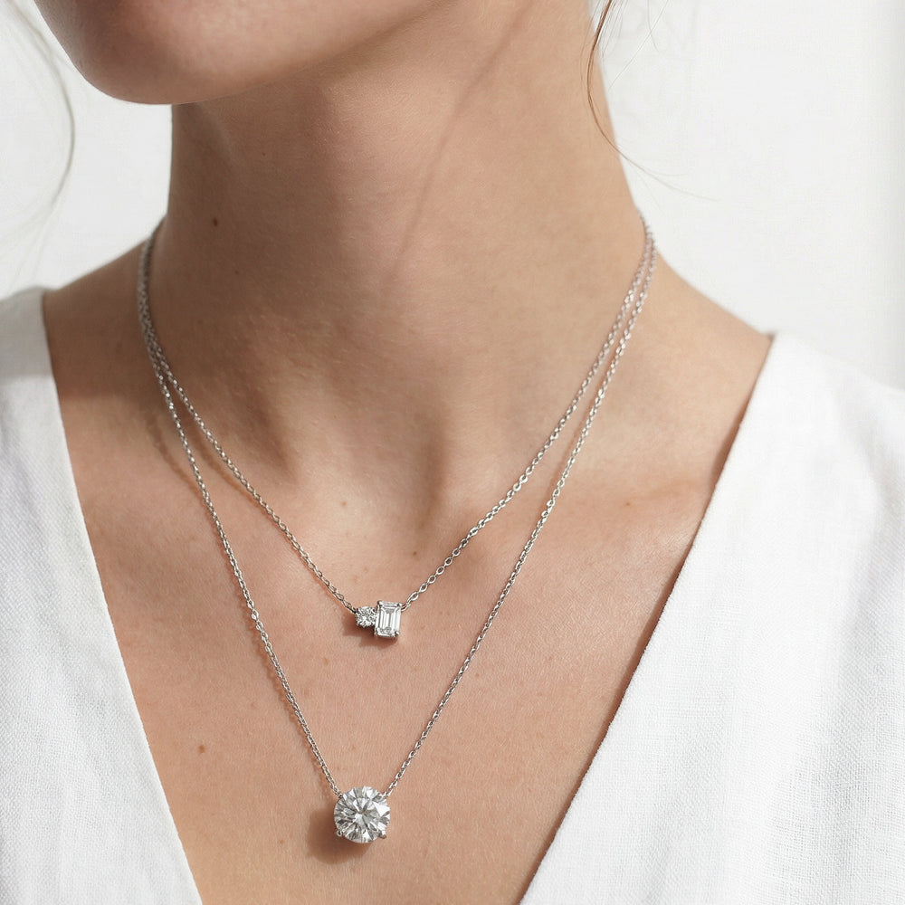 4 Prong Basket Round Lab Created Diamond Solitaire Necklace with 14KT Rose Gold / Lab / 2 Cut Diamond in 14KT Rose Gold / Lab / 2 view 6
