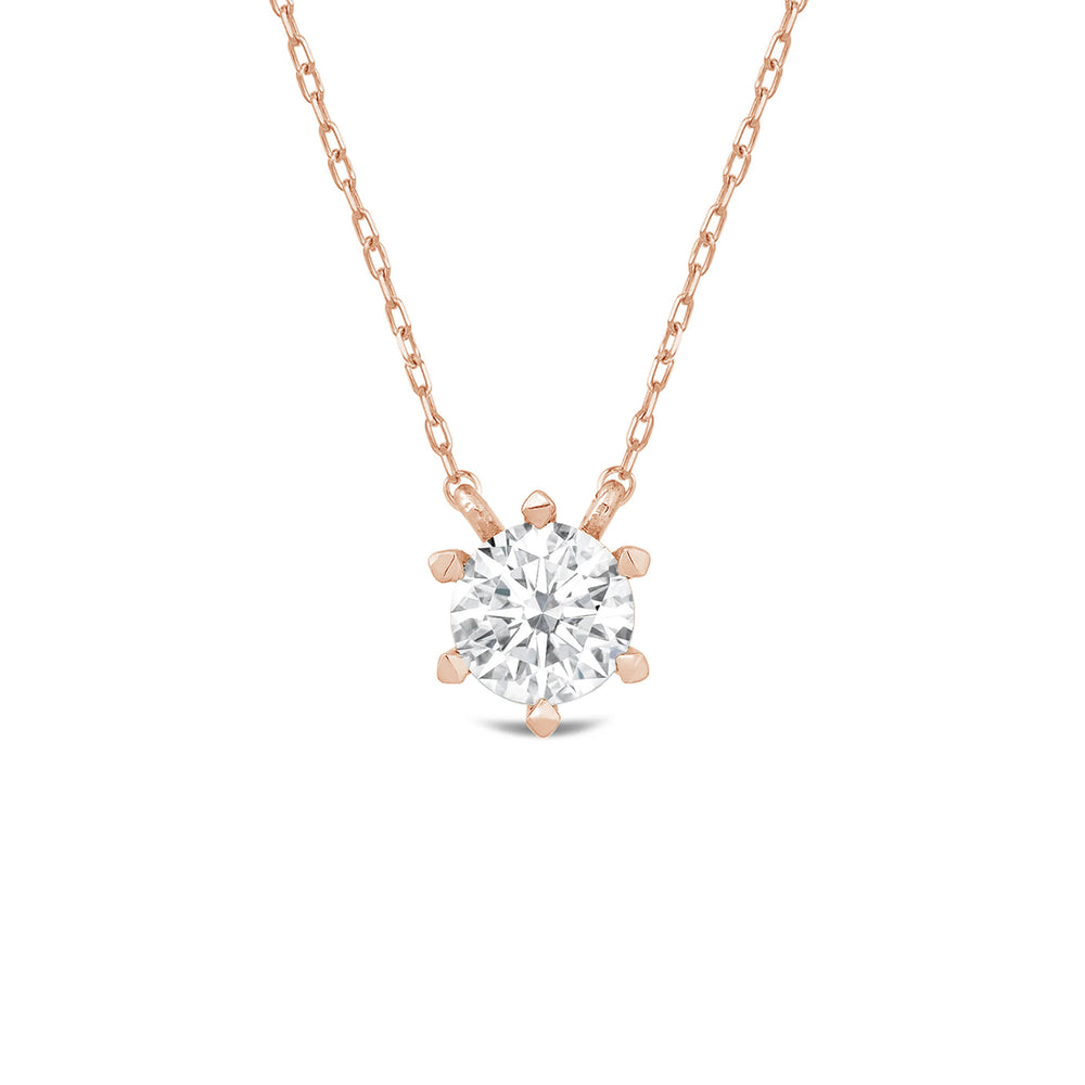 6 Prong Basket Round Lab Created Diamond Solitaire Necklace with 14KT Rose Gold / Lab / 1 Cut Diamond in 14KT Rose Gold / Lab / 1 view 4
