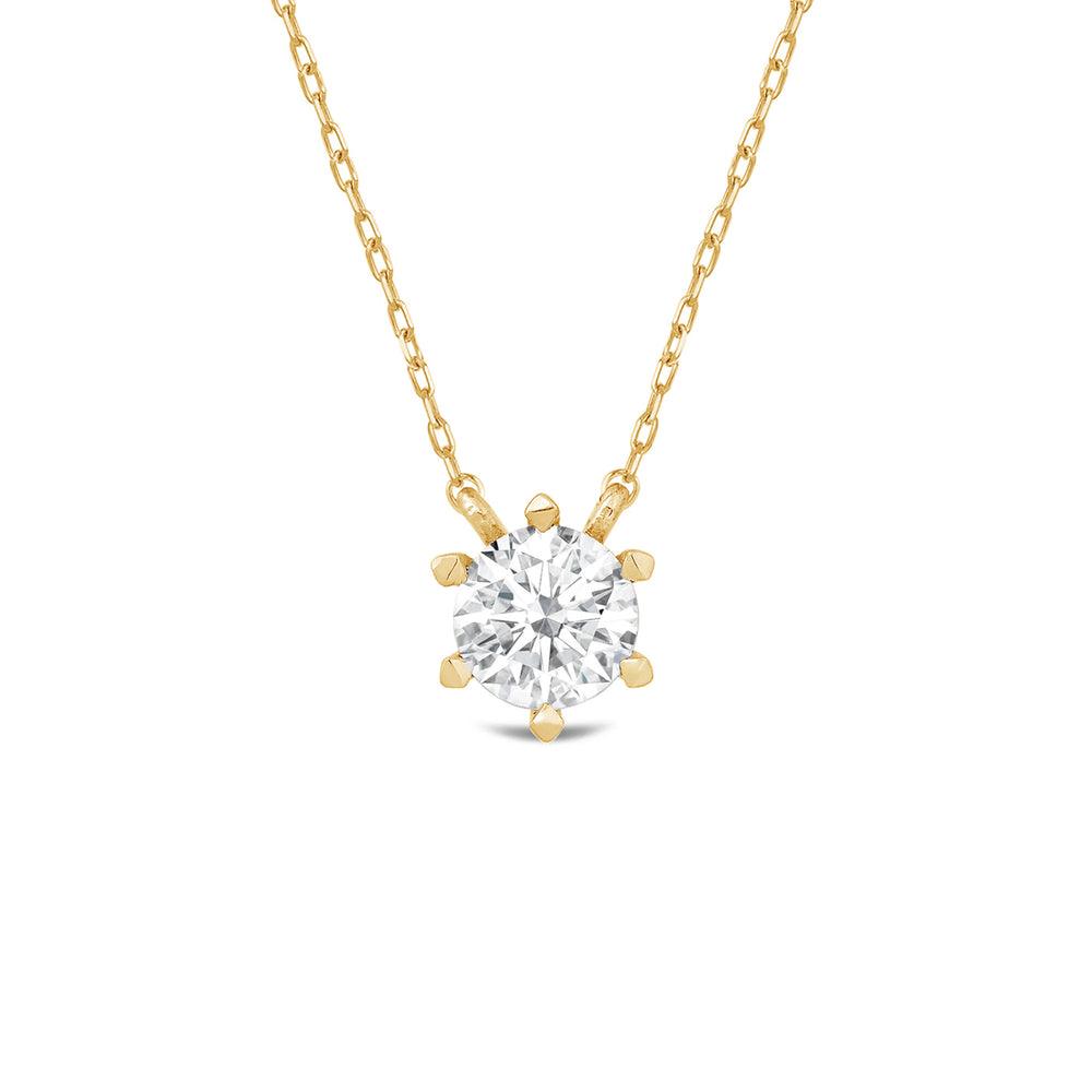 6 Prong Basket Round Lab Created Diamond Solitaire Necklace with 14KT Yellow Gold / Lab / 1 Cut Diamond in 14KT Yellow Gold / Lab / 1 view 4

