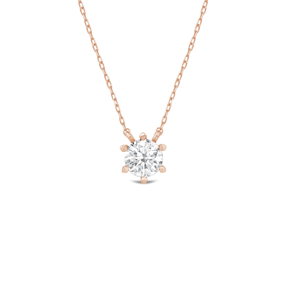 6 Prong Basket Round Lab Created Diamond Solitaire Necklace with 14KT Rose Gold / Lab / 1 Cut Diamond in 14KT Rose Gold / Lab / 1 view 1
