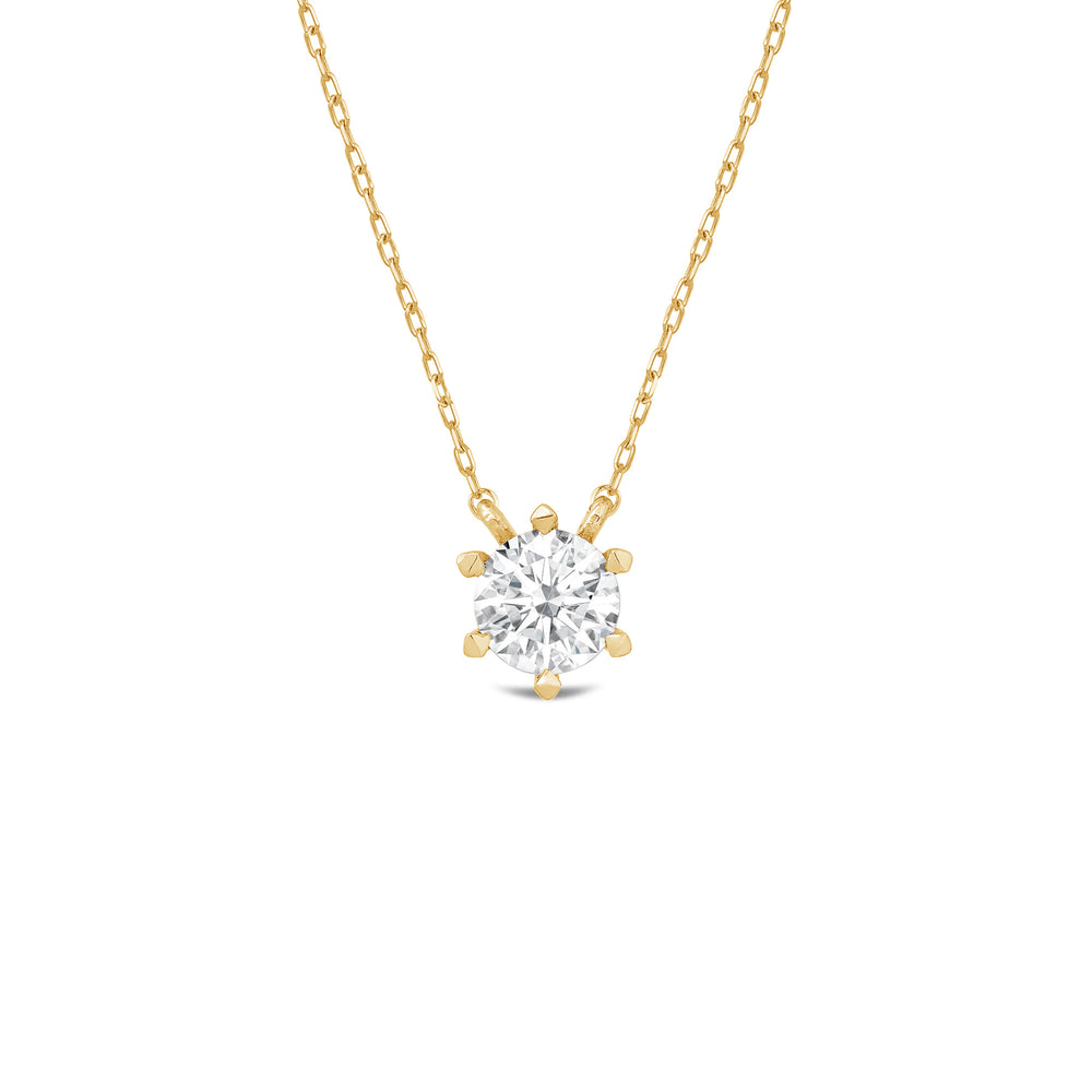 6 Prong Basket Round Lab Created Diamond Solitaire Necklace with 14KT Yellow Gold / Lab / 1 Cut Diamond in 14KT Yellow Gold / Lab / 1 view 1

