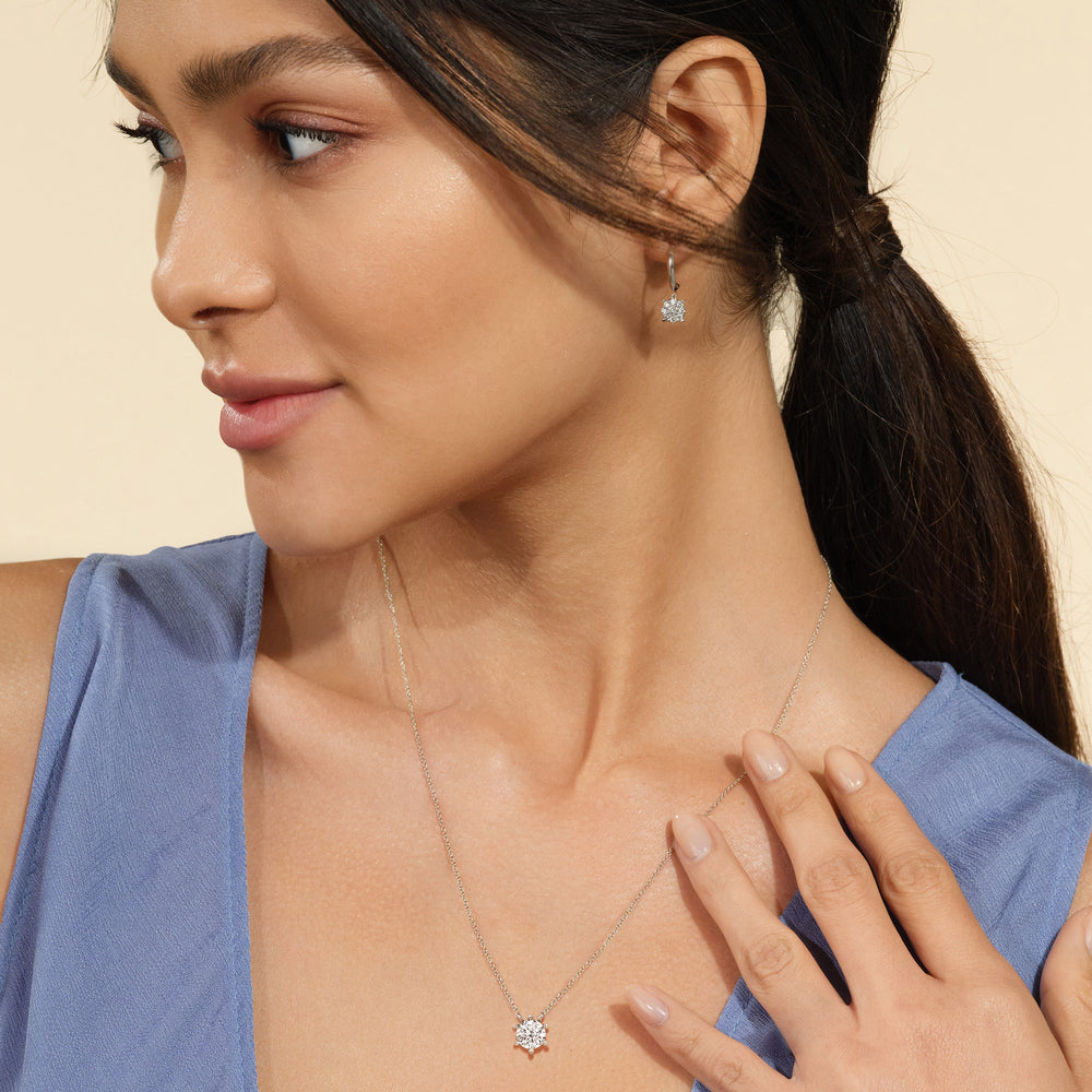6 Prong Basket Round Lab Created Diamond Solitaire Necklace with 14KT Rose Gold / Lab / 1 Cut Diamond in 14KT Rose Gold / Lab / 1 view 3
