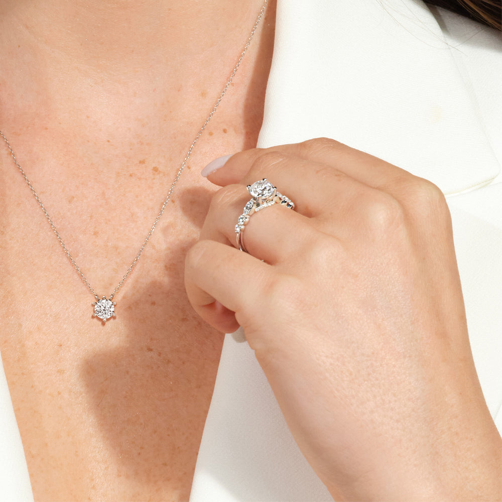 6 Prong Basket Round Lab Created Diamond Solitaire Necklace with 14KT Rose Gold / Lab / 1 Cut Diamond in 14KT Rose Gold / Lab / 1 view 2
