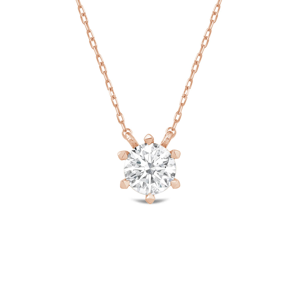 6 Prong Basket Round Lab Created Diamond Solitaire Necklace with 14KT Rose Gold / Lab / 1 1/2 Cut Diamond in 14KT Rose Gold / Lab / 1 1/2 view 4
