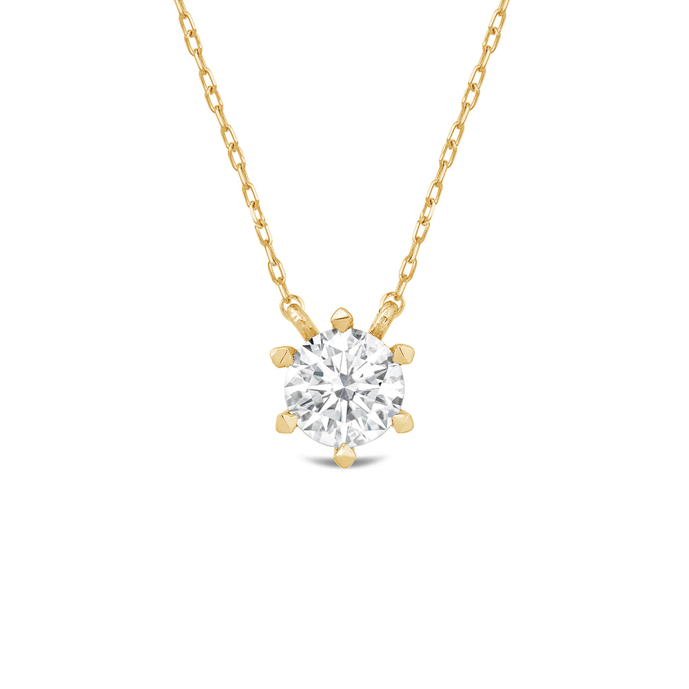 6 Prong Basket Round Lab Created Diamond Solitaire Necklace with 14KT Yellow Gold / Lab / 1 1/2 Cut Diamond in 14KT Yellow Gold / Lab / 1 1/2 view 4
