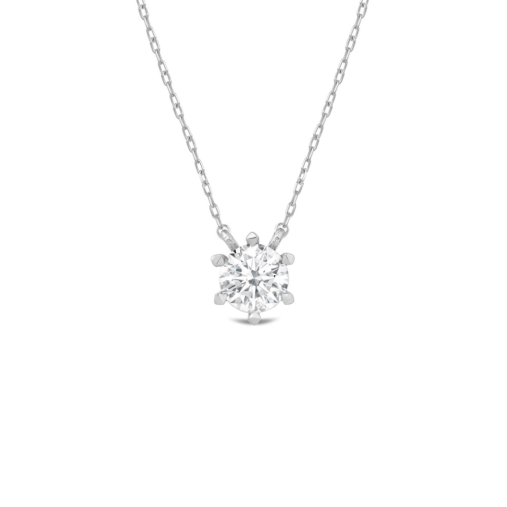 6 Prong Basket Round Lab Created Diamond Solitaire Necklace with 14KT White Gold / Lab / 1 1/2 Cut Diamond in 14KT White Gold / Lab / 1 1/2 view 1
