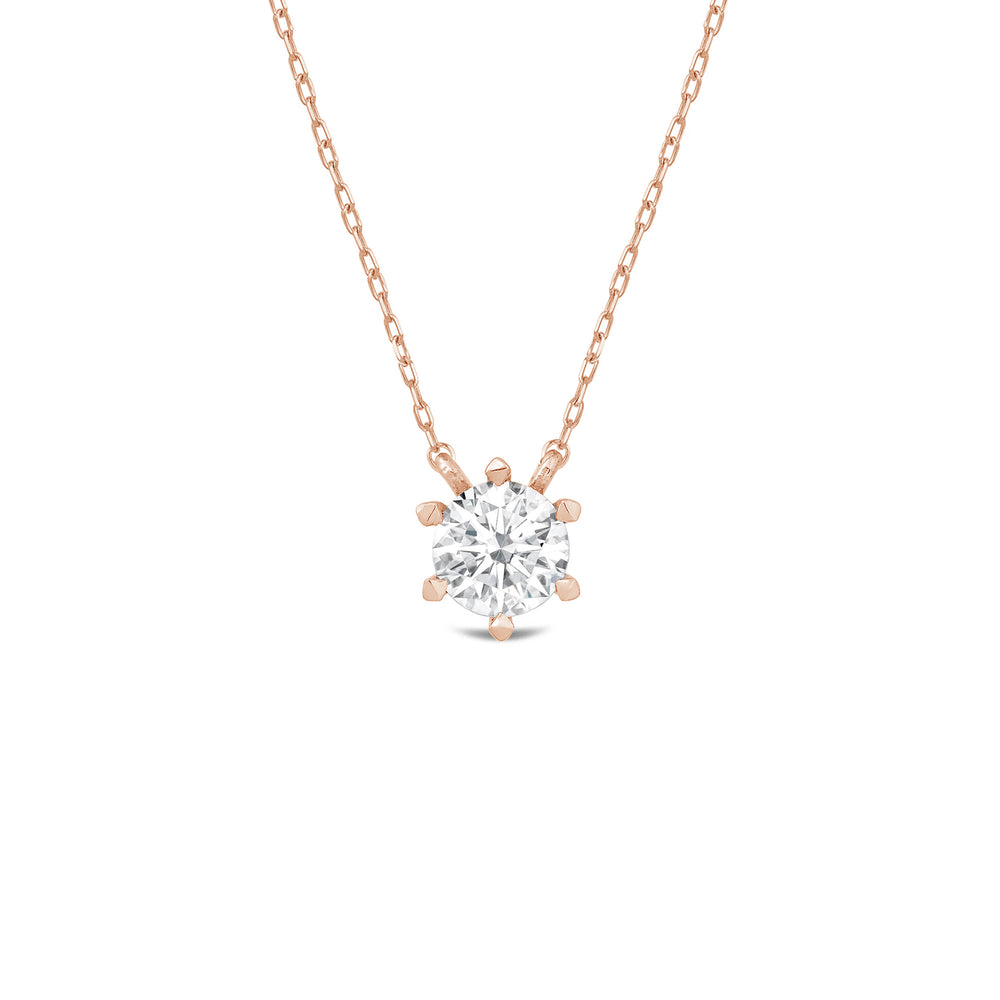 6 Prong Basket Round Lab Created Diamond Solitaire Necklace with 14KT Rose Gold / Lab / 1 1/2 Cut Diamond in 14KT Rose Gold / Lab / 1 1/2 view 1
