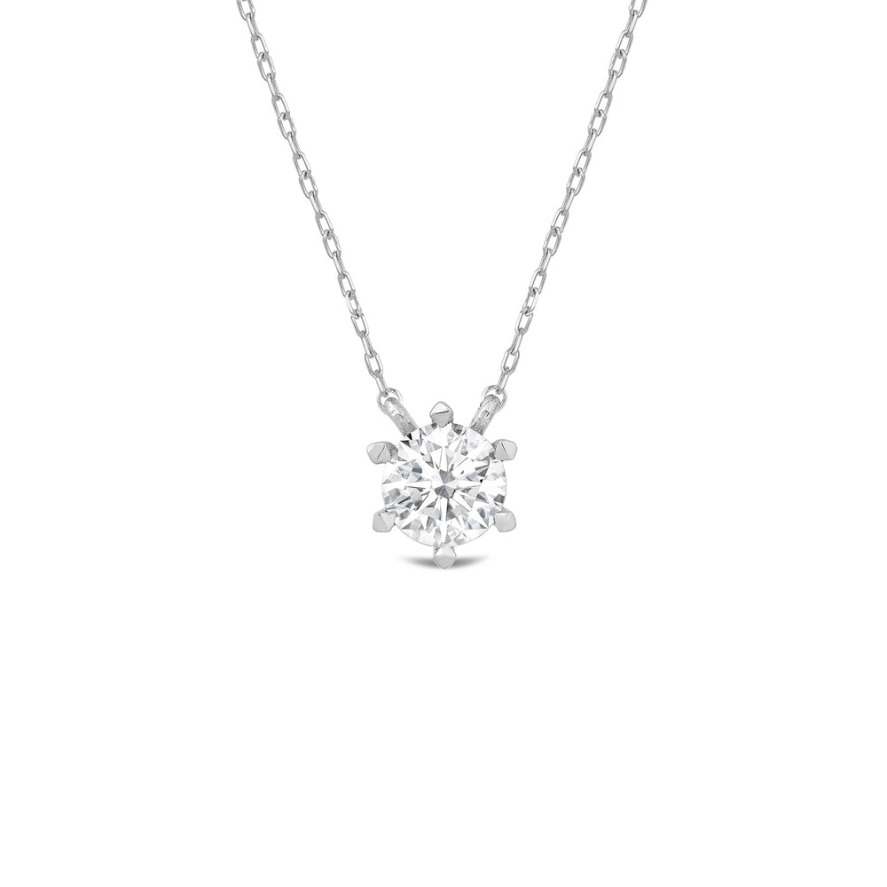 6 Prong Basket Round Lab Created Diamond Solitaire Necklace with 14KT White Gold / Lab / 2 Cut Diamond in 14KT White Gold / Lab / 2 view 1
