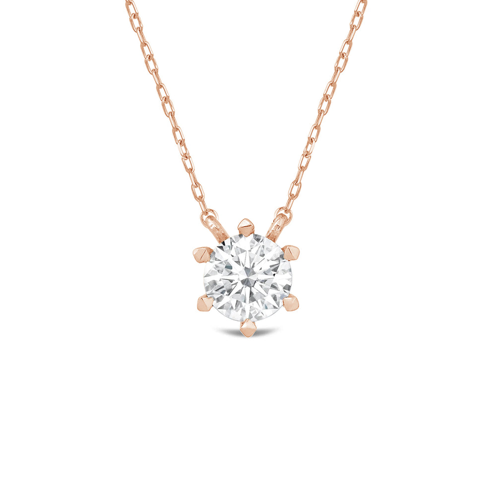 6 Prong Basket Round Lab Created Diamond Solitaire Necklace with 14KT Rose Gold / Lab / 2 Cut Diamond in 14KT Rose Gold / Lab / 2 view 4
