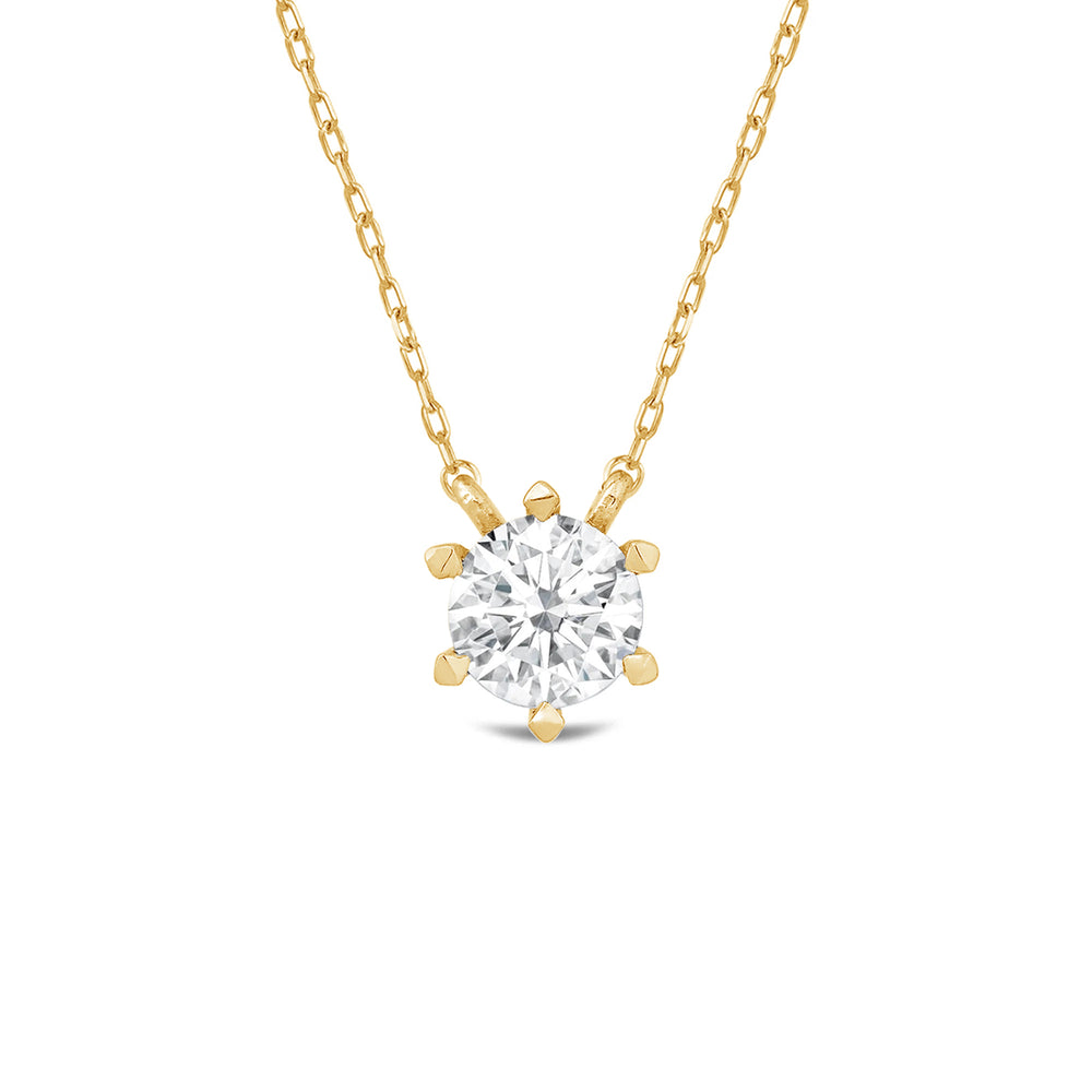 6 Prong Basket Round Lab Created Diamond Solitaire Necklace with 14KT Yellow Gold / Lab / 2 Cut Diamond in 14KT Yellow Gold / Lab / 2 view 4

