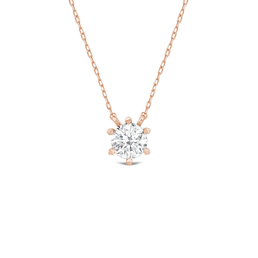 6 Prong Basket Round Lab Created Diamond Solitaire Necklace with 14KT Rose Gold / Lab / 2 Cut Diamond in 14KT Rose Gold / Lab / 2 view 1

