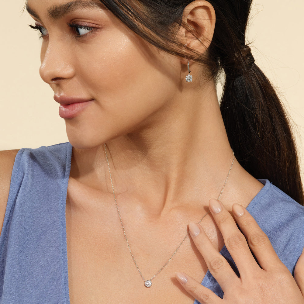 Milgrain Round Lab Created Diamond Necklace with 14KT Yellow Gold / Lab / 1 Cut Diamond in 14KT Yellow Gold / Lab / 1 view 3
