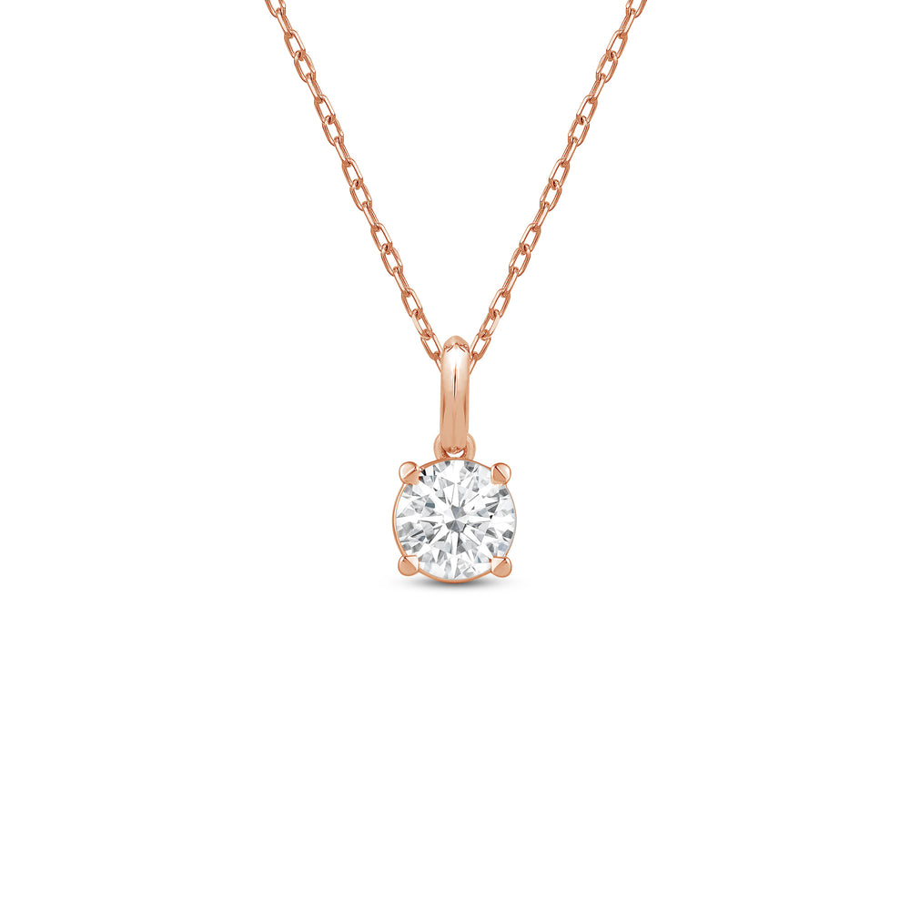 Knife-Edge Bale Round Lab Created Diamond Solitaire Pendant with 14KT Rose Gold / Lab / 1 Cut Diamond in 14KT Rose Gold / Lab / 1 view 1
