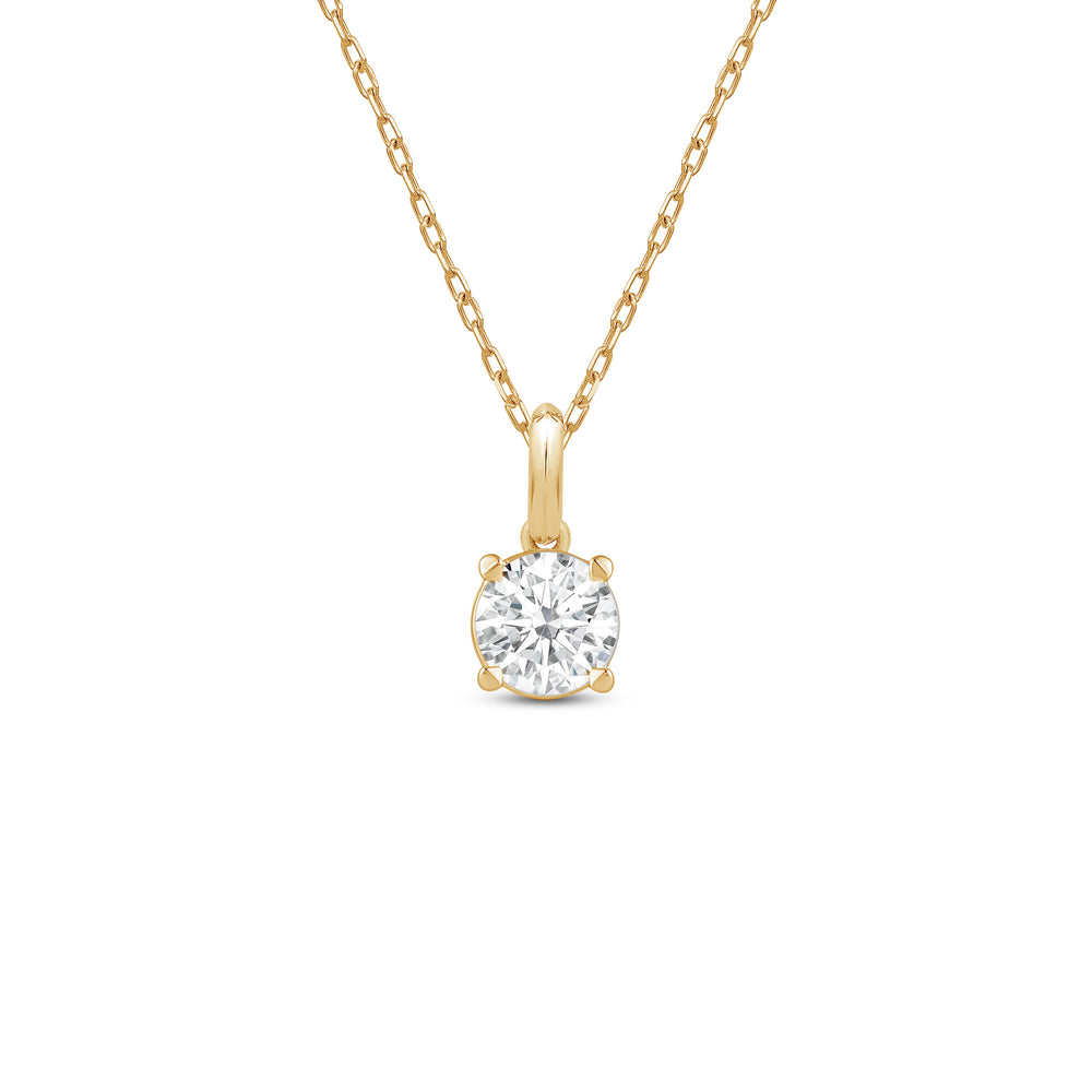 Knife-Edge Bale Round Lab Created Diamond Solitaire Pendant with 14KT Yellow Gold / Lab / 1 Cut Diamond in 14KT Yellow Gold / Lab / 1 view 1
