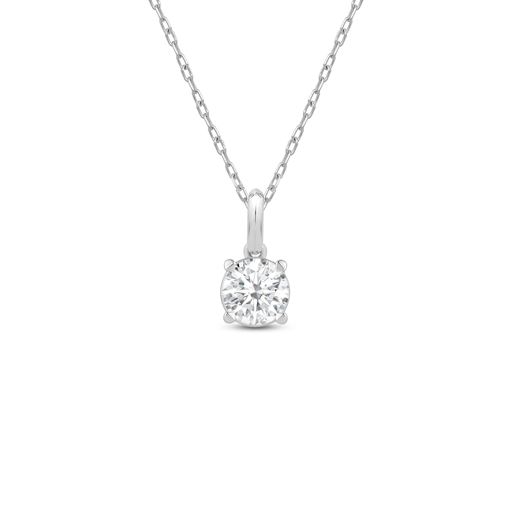 Knife-Edge Bale Round Lab Created Diamond Solitaire Pendant with 14KT White Gold / Lab / 1 Cut Diamond in 14KT White Gold / Lab / 1 view 1
