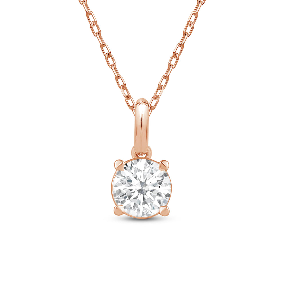 Knife-Edge Bale Round Lab Created Diamond Solitaire Pendant with 14KT Rose Gold / Lab / 1 Cut Diamond in 14KT Rose Gold / Lab / 1 view 4
