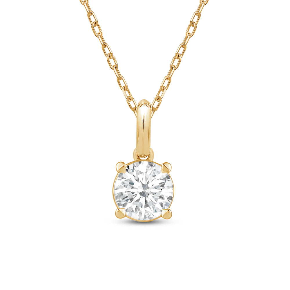 Knife-Edge Bale Round Lab Created Diamond Solitaire Pendant with 14KT Yellow Gold / Lab / 1 Cut Diamond in 14KT Yellow Gold / Lab / 1 view 4
