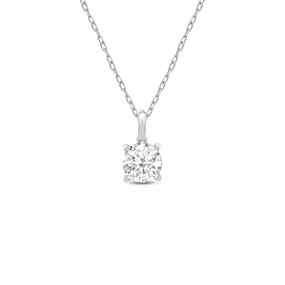 Knife-Edge Bale Round Lab Created Diamond Solitaire Pendant with 14KT White Gold / Lab / 1 1/2 Cut Diamond in 14KT White Gold / Lab / 1 1/2 view 1
