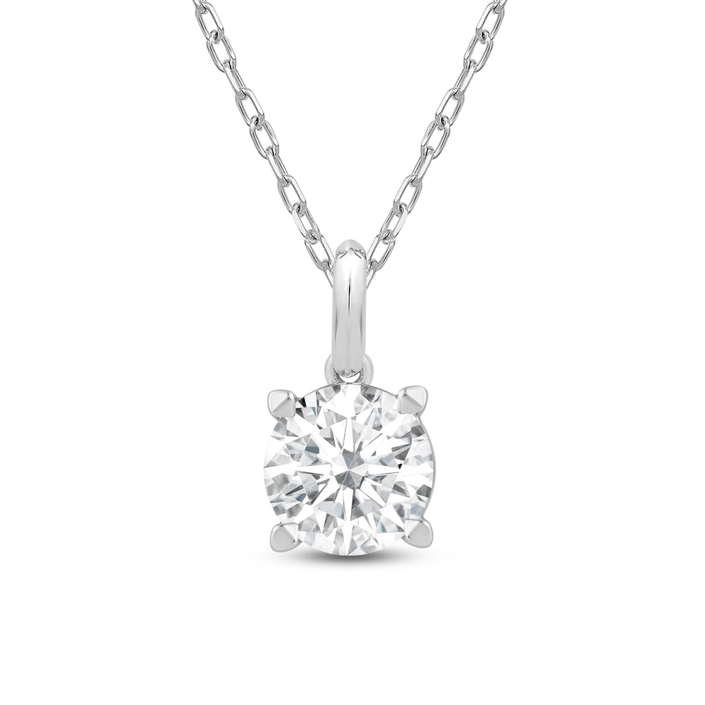 Knife-Edge Bale Round Lab Created Diamond Solitaire Pendant with 14KT White Gold / Lab / 1 1/2 Cut Diamond in 14KT White Gold / Lab / 1 1/2 view 4
