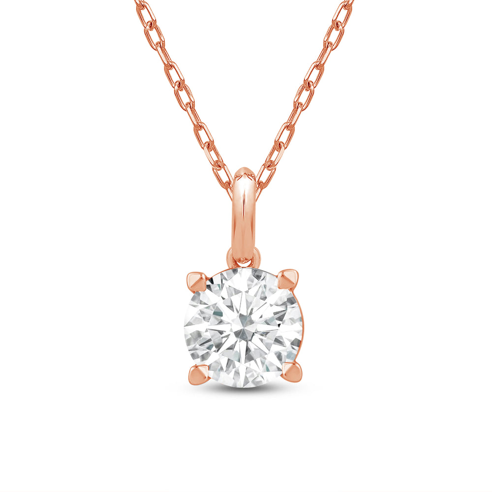 Knife-Edge Bale Round Lab Created Diamond Solitaire Pendant with 14KT Rose Gold / Lab / 1 1/2 Cut Diamond in 14KT Rose Gold / Lab / 1 1/2 view 4
