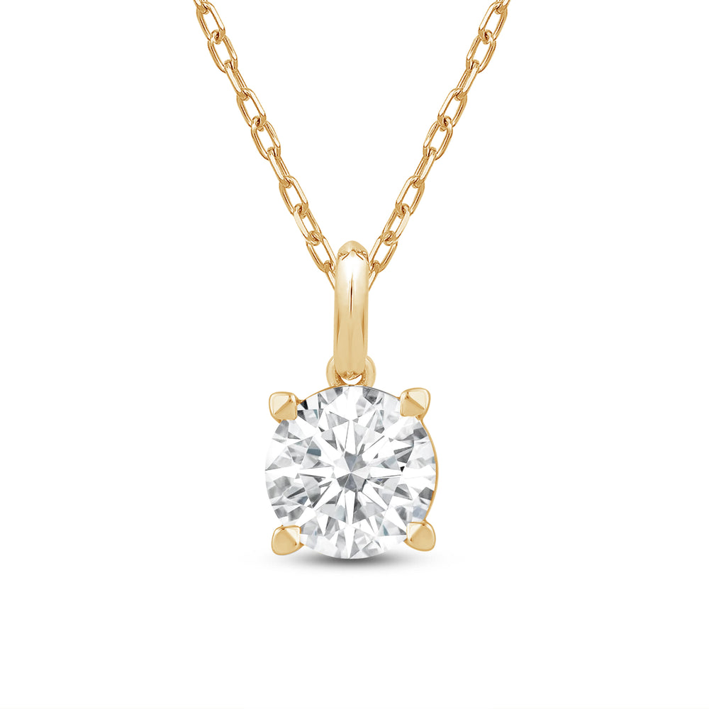 Knife-Edge Bale Round Lab Created Diamond Solitaire Pendant with 14KT Yellow Gold / Lab / 1 1/2 Cut Diamond in 14KT Yellow Gold / Lab / 1 1/2 view 4
