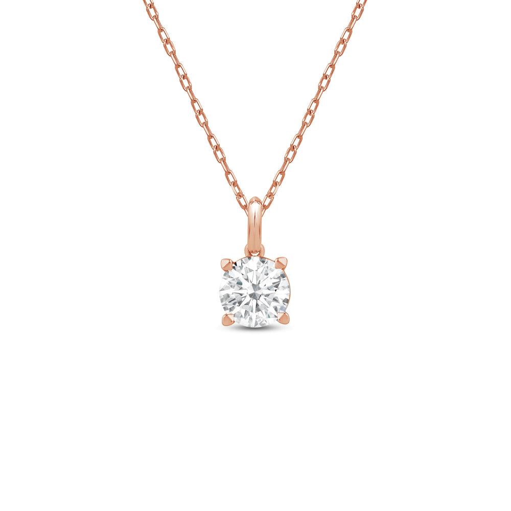Knife-Edge Bale Round Lab Created Diamond Solitaire Pendant with 14KT Rose Gold / Lab / 1 1/2 Cut Diamond in 14KT Rose Gold / Lab / 1 1/2 view 1
