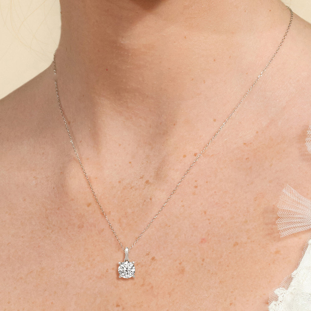 Knife-Edge Bale Round Lab Created Diamond Solitaire Pendant with 14KT Rose Gold / Lab / 1 1/2 Cut Diamond in 14KT Rose Gold / Lab / 1 1/2 view 2
