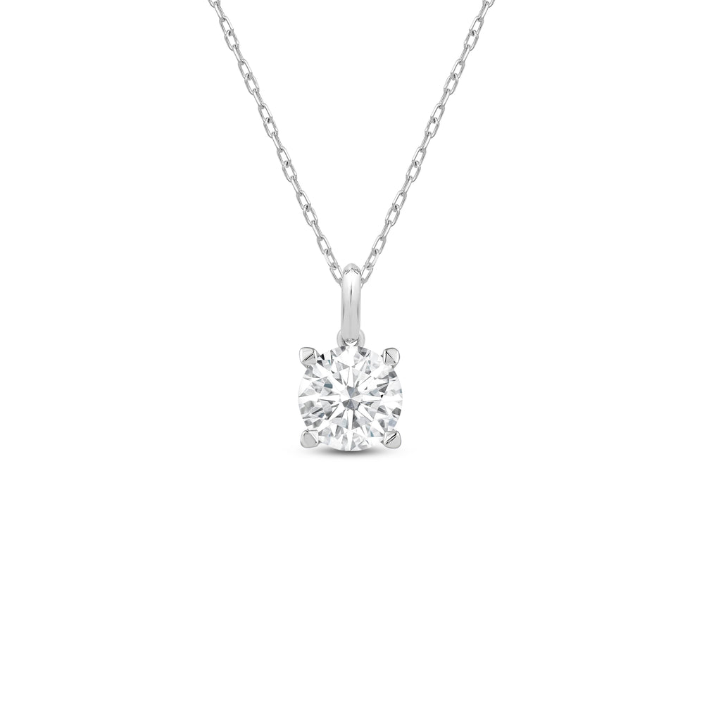 Knife-Edge Bale Round Lab Created Diamond Solitaire Pendant with 14KT White Gold / Lab / 2 Cut Diamond in 14KT White Gold / Lab / 2 view 1
