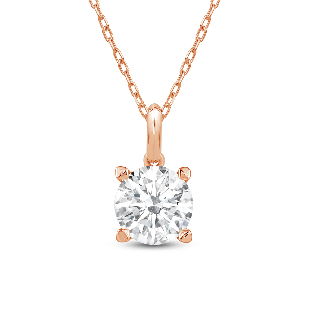 Knife-Edge Bale Round Lab Created Diamond Solitaire Pendant with 14KT Rose Gold / Lab / 2 Cut Diamond in 14KT Rose Gold / Lab / 2 view 3
