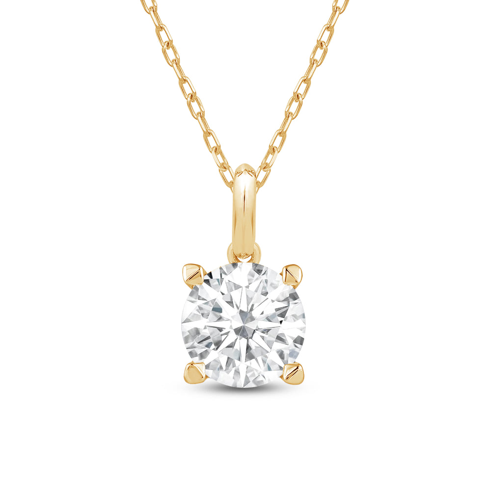 Knife-Edge Bale Round Lab Created Diamond Solitaire Pendant with 14KT Yellow Gold / Lab / 2 Cut Diamond in 14KT Yellow Gold / Lab / 2 view 3
