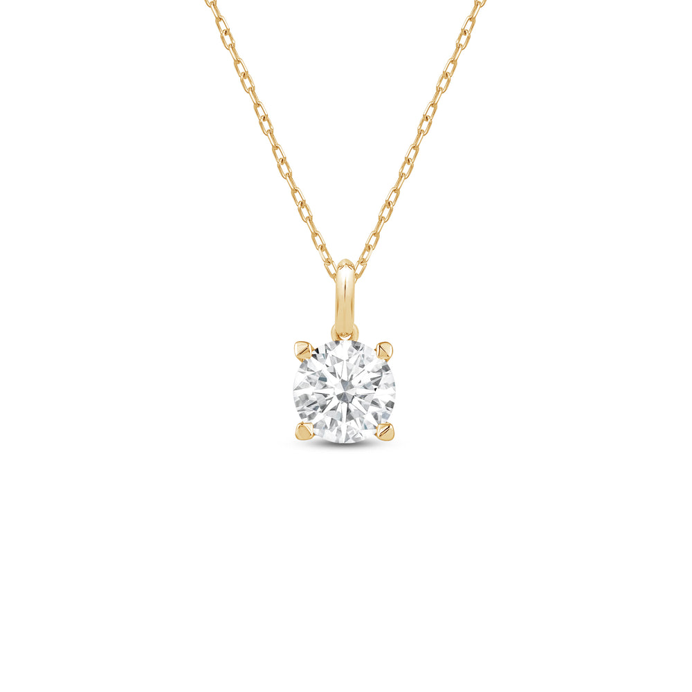 Knife-Edge Bale Round Lab Created Diamond Solitaire Pendant with 14KT Yellow Gold / Lab / 2 Cut Diamond in 14KT Yellow Gold / Lab / 2 view 1
