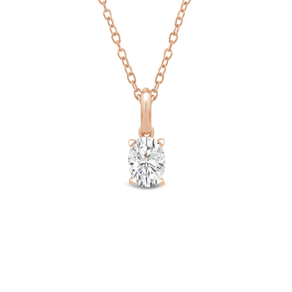 Knife-Edge Bale Oval Lab Created Diamond Solitaire Pendant with 14KT Rose Gold / Lab / 2 Cut Diamond in 14KT Rose Gold / Lab / 2 view 1
