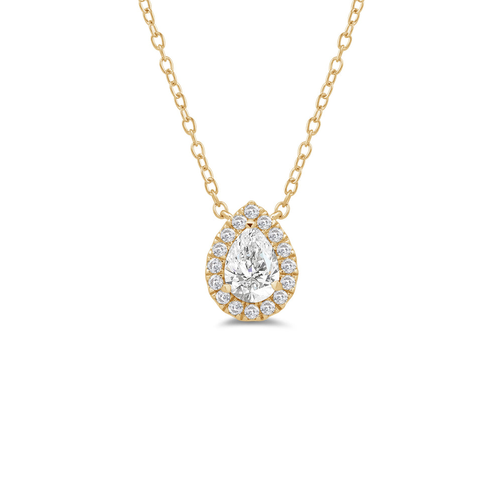 Halo Pear Lab Created Diamond Necklace with 14KT Yellow Gold / Lab / 1 1/4 Cut Diamond in 14KT Yellow Gold / Lab / 1 1/4 view 1
