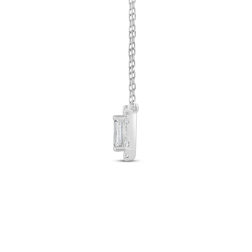 Halo Emerald Lab Created Diamond Necklace with 14KT White Gold / Lab / 1 1/3 Cut Diamond in 14KT White Gold / Lab / 1 1/3 view 5
