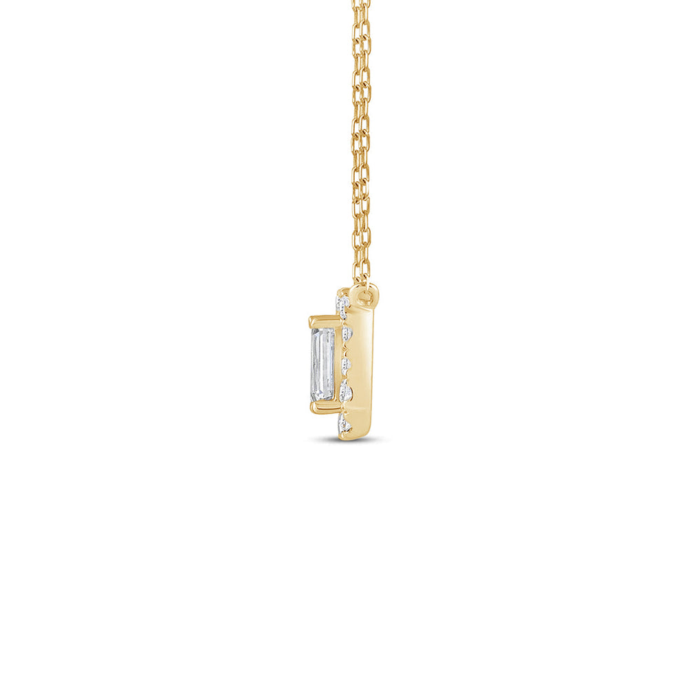 Halo Emerald Lab Created Diamond Necklace with 14KT Yellow Gold / Lab / 1 1/3 Cut Diamond in 14KT Yellow Gold / Lab / 1 1/3 view 5
