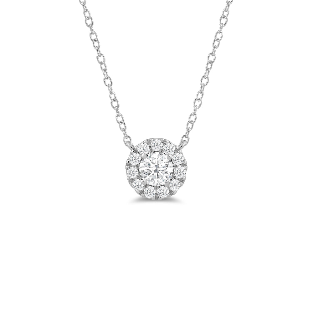 Halo Round Lab Created Diamond Necklace with 14KT White Gold / Lab / 1 1/4 Cut Diamond in 14KT White Gold / Lab / 1 1/4 view 1
