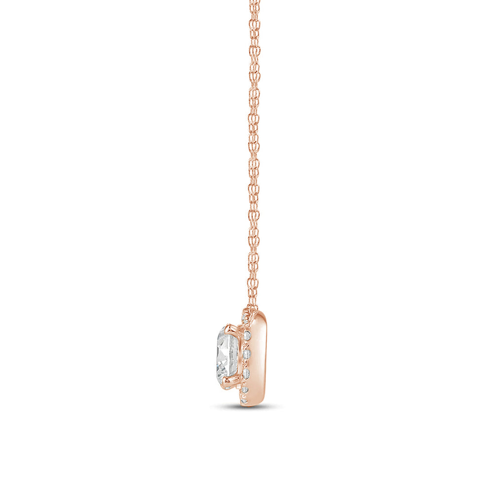 Halo Round Lab Created Diamond Necklace with 14KT Rose Gold / Lab / 1 1/4 Cut Diamond in 14KT Rose Gold / Lab / 1 1/4 view 5
