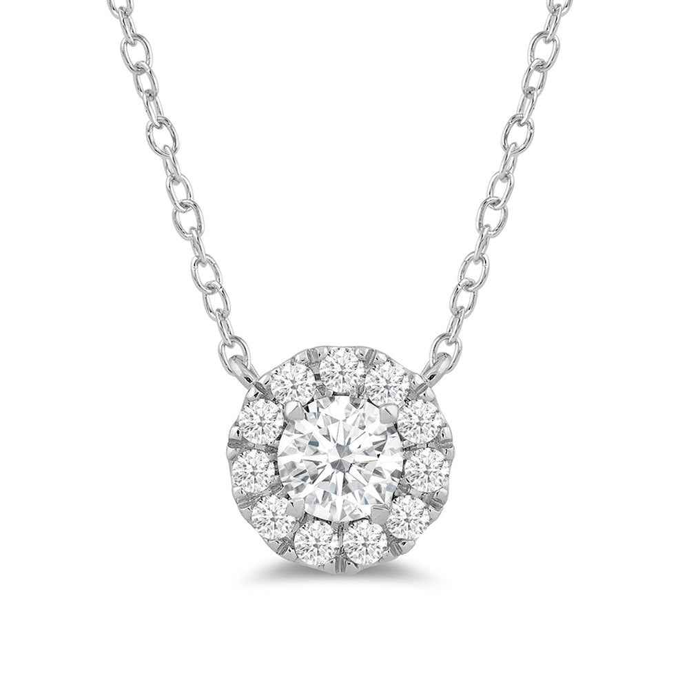 Halo Round Lab Created Diamond Necklace with 14KT White Gold / Lab / 1 1/4 Cut Diamond in 14KT White Gold / Lab / 1 1/4 view 4
