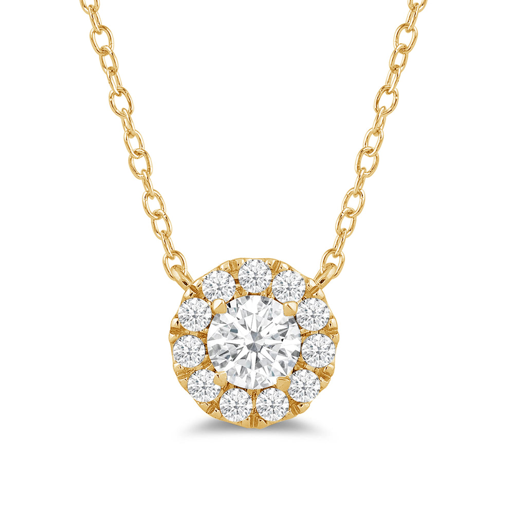 Halo Round Lab Created Diamond Necklace with 14KT Yellow Gold / Lab / 1 1/4 Cut Diamond in 14KT Yellow Gold / Lab / 1 1/4 view 4
